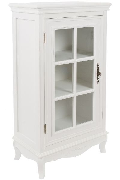 Vitrine Kommode Elegance – Glastür, Rosenmotiv, Shabby Chic, MDF