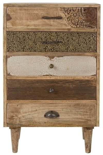Kommode Cooper – 5 Schubladen, Mangoholz, Rustikal, Handgefertigt