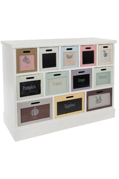 Apothekerkommode Carlos – 12 Schubladen, FSC®, Shabby Chic, Spiesstanne