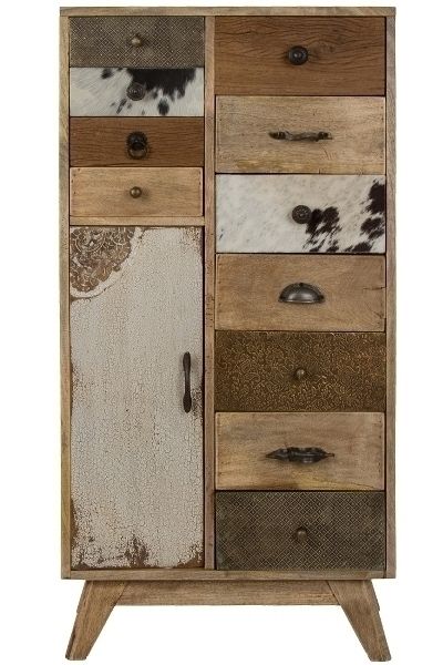 Schrank Kommode Neelu – 11 Schubladen, 1 Tür, Holz/Mix, braun/natur