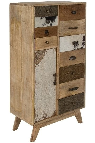 Schrank Kommode Neelu – 11 Schubladen, 1 Tür, Holz/Mix, braun/natur