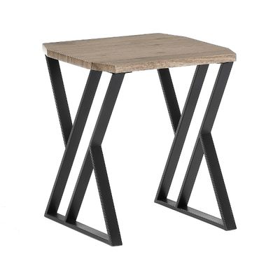 Beistelltisch Xiamen – Pinienfurnier-Optik, schwarze Metallbeine, taupe brown