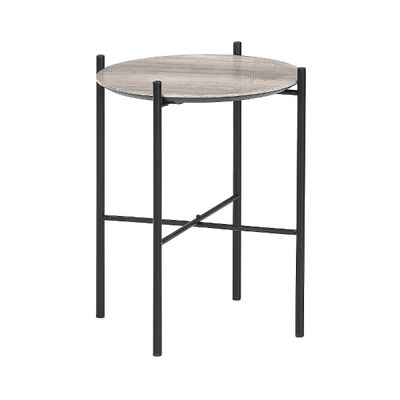 Beistelltisch Porto – Weisse Eichenfurnierplatte, schwarze Metallbeine