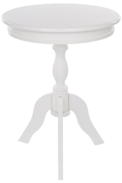 Beistelltisch Meridian – Runder Landhausstil, gedrechseltes Tischbein, Antikweiss