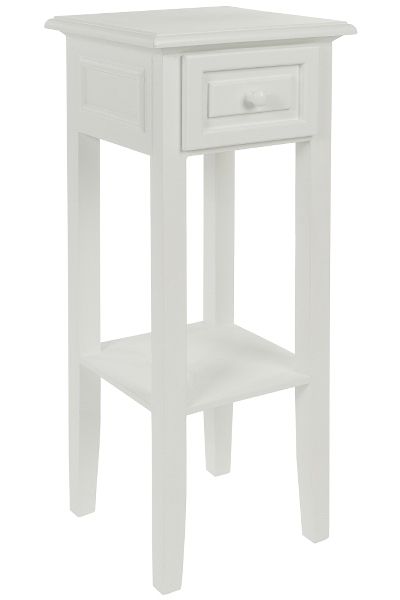 Telefontisch Klassik – 1 Schublade, Kassettenfront, Landhausstil, Weiss