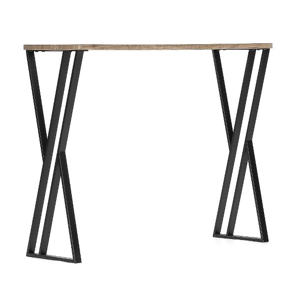 Konsolentisch Xiamen – Pinienfurnier-Optik, Schwarz, Metallbeine, schlankes Design