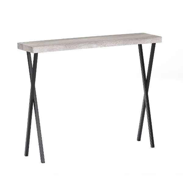 Konsolentisch Kopenhagen – Weisses Eichenfurnier, schwarze Metallbeine, modern