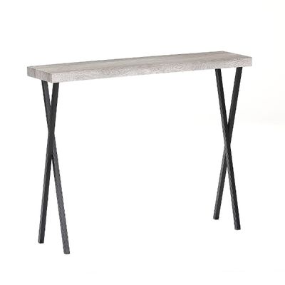 Konsolentisch Kopenhagen – Weisses Eichenfurnier, schwarze Metallbeine, modern