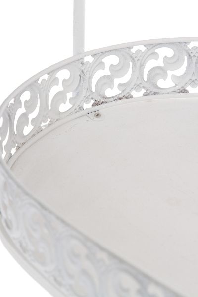 Etagere Elynia – Shabby Chic, Metall & Holz, 2 Etagen, weiss