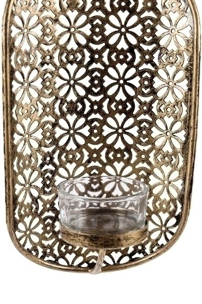 Wand-Kerzenhalter 2er Set Metall & Glas, 10x11x19 cm, stilvoll & praktisch