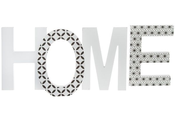Schriftzug HOME modern aus MDF, weiss/schwarz, 16x23x3 cm, dekorativ &amp; stilvoll