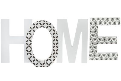 Schriftzug HOME modern aus MDF, weiss/schwarz, 16x23x3 cm, dekorativ &amp; stilvoll