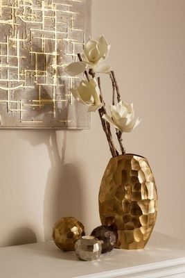 Vase Valessa gehämmert Gold Metall, Small, 9x19x30 cm, elegant & dekorativ