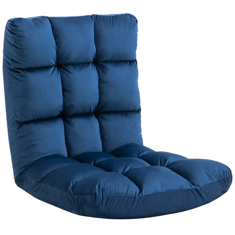 Floor Chair Guest Mattress, 13 adjustable positions, velour look, 55x71x53.5 cm, blue, ready to use
