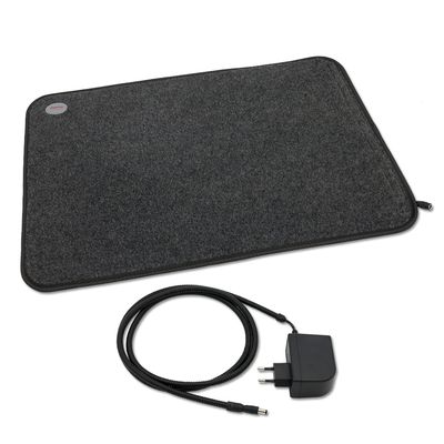 Wärmeplatte Heizmatte für Hunde / Haustiere Filz 40x60 cm, 230/24V mit Trafo, Bissschutz, absteckbares Kabel
