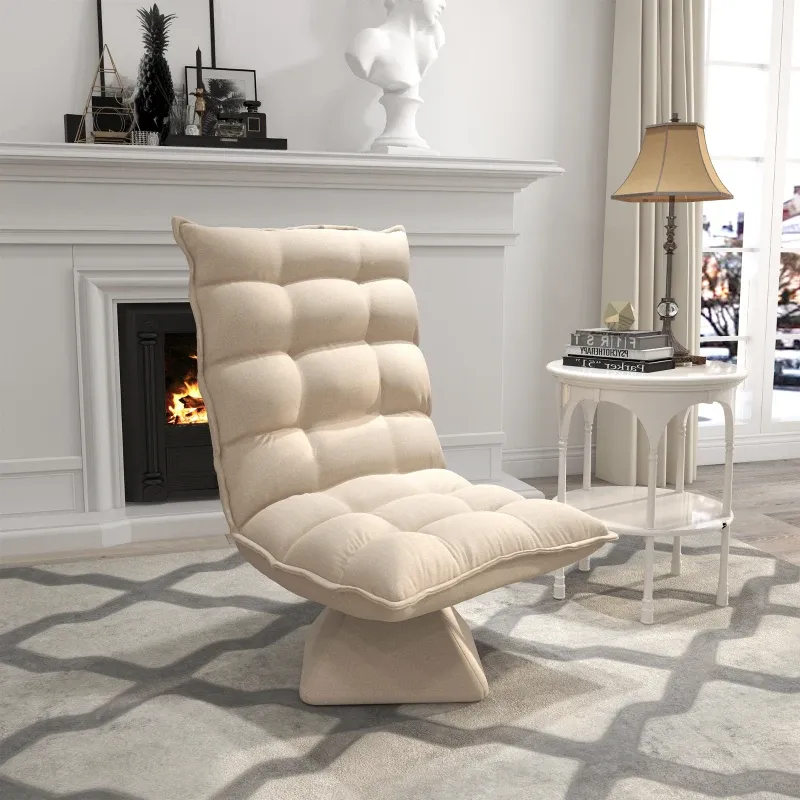 Relaxsessel drehbar Beige Leinenoptik, verstellbare Rückenlehne, 62x70x95 cm