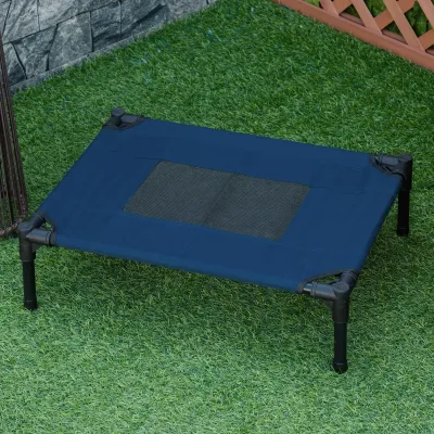 Erhöhtes Hundebett blau-schwarz, Oxford/Textilene, 61x46x18 cm, Indoor/Outdoor
