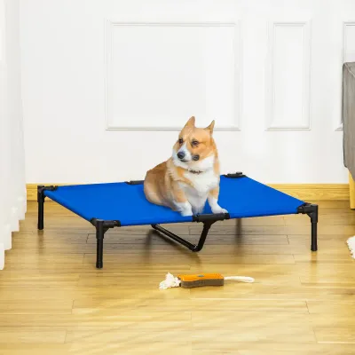 Erhöhtes Hundebett kühlend, blau, Oxford, Metall, 92x76x18 cm, Tragetasche