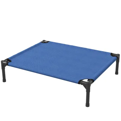 Erhöhtes Hundebett faltbar, blau, Metall/Oxford, 76x61x18cm, indoor/outdoor