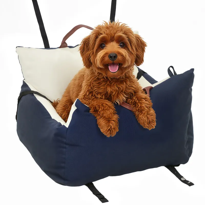 Hundeautositz blau, 2 Gurte, waschbar, unter 5 kg, komfortabel, 49x53x36 cm