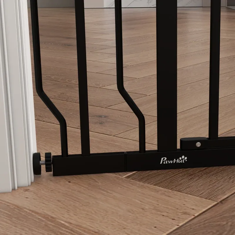 Hundegitter schwarz, ausziehbar 75–95 cm, Stahl/ABS, 76 cm hoch