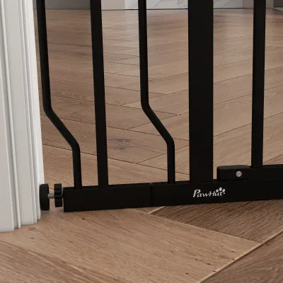 Hundegitter schwarz, ausziehbar 75–95 cm, Stahl/ABS, 76 cm hoch