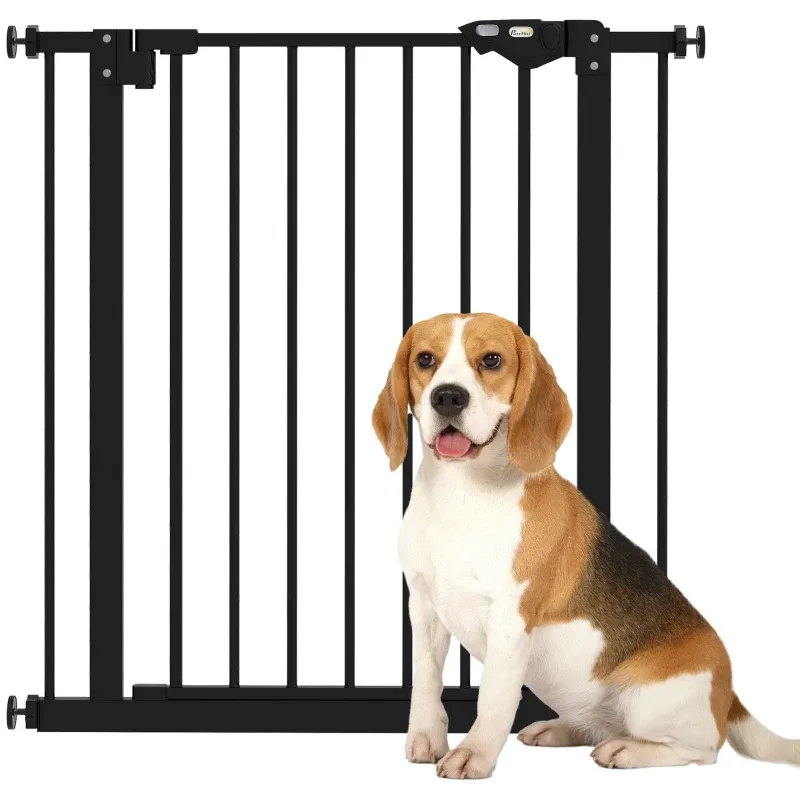 Türschutzgitter schwarz, metall, ausziehbar 74–80 cm, Haustier-Absperrgitter