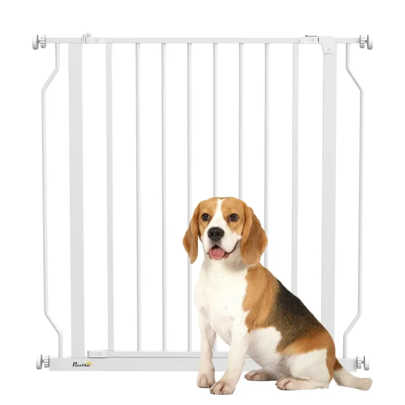 Treppenschutzgitter weiss, Hundegitter, 75–85x76 cm, doppelte Verriegelung, für Haustiere