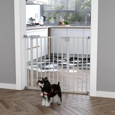 Türschutzgitter Hundegitter ohne Bohren, einstellbar 74–97,5 cm, weiss, doppelt verriegelt