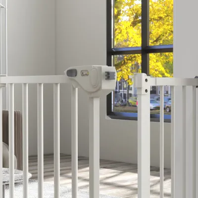 Türschutzgitter für Hunde, 74–94 cm, weiss, Metall/Kunststoff, mit Verlängerung