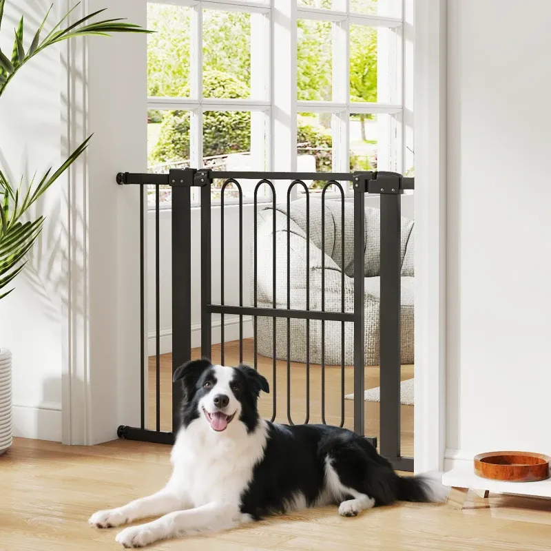 Türschutzgitter Hund, 76–104 cm, schwarz, ohne Bohren, Treppengitter, Stahl