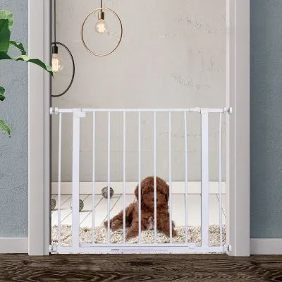 Allzweck Hundetor/Babytor aus Stahl 76x76-82cm, weiss, sicher &amp; einfach montierbar