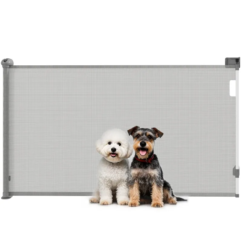 Ausziehbares Hundegitter 0–149 cm, grau, automatische Verriegelung, kein Bohren