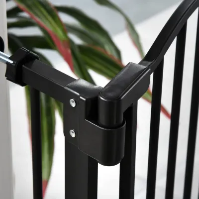 Hundeschutztür ausziehbar 74–80 cm, schwarz, automatische Schliessung & Druckmontage