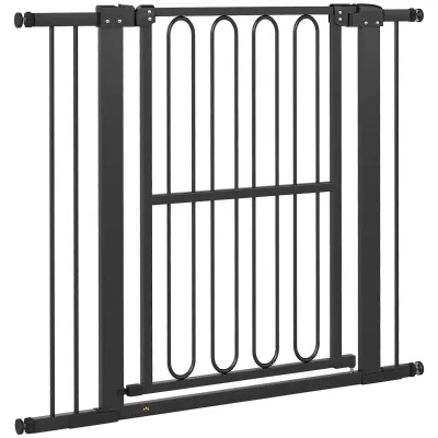 Hundegitter Türschutzgitter 76–104 cm, schwarz, ohne Bohren, 94 cm hoch, doppelte Verriegelung