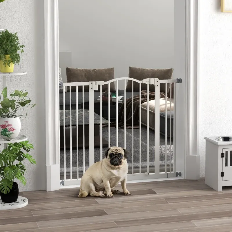 Erweiterbares Hundegitter 74–100x78 cm, Weiss, Metall/Kunststoff, Doppelverschluss, inkl. Schrauben