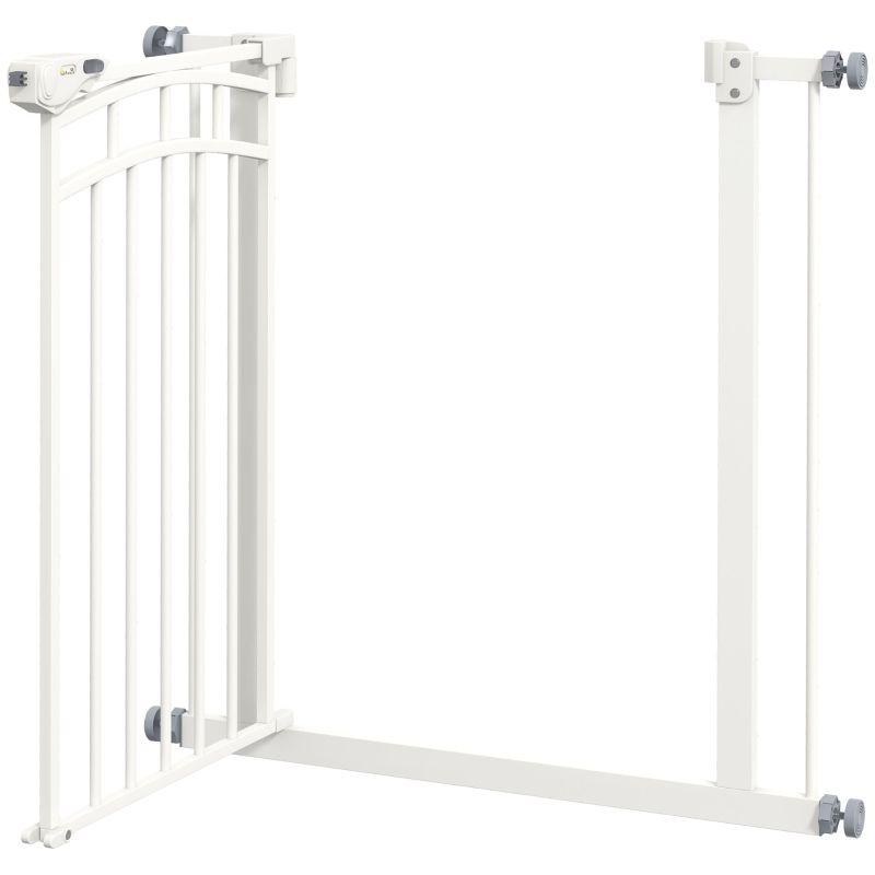 Hundeschutzgitter Treppengitter 74–80x76 cm, weiss, Doppelschloss, automatische Schliessung