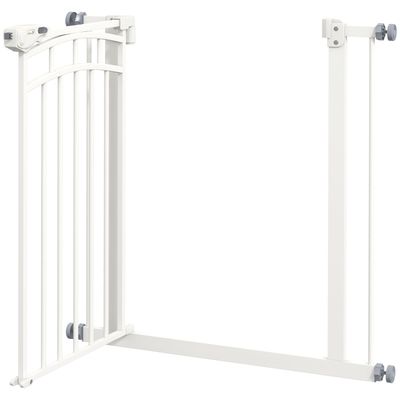 Hundeschutzgitter Treppengitter 74–80x76 cm, weiss, Doppelschloss, automatische Schliessung