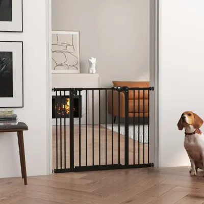 Hundegitter selbstschliessend, mit 2 Erweiterungen, Breite bis 100 cm, schwarz