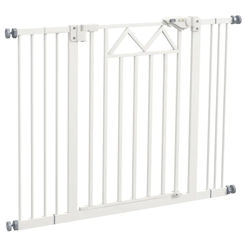 Verstellbares Hundegitter 74–100×76 cm, selbstschliessend, Doppelverschluss, weiss