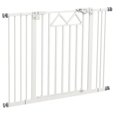 Verstellbares Hundegitter 74–100×76 cm, selbstschliessend, Doppelverschluss, weiss