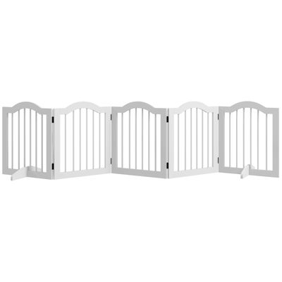Freistehendes Hunde-Absperrgitter 5 Paneele, 254,5x29,5x61 cm, weiss, klappbar, flexibel