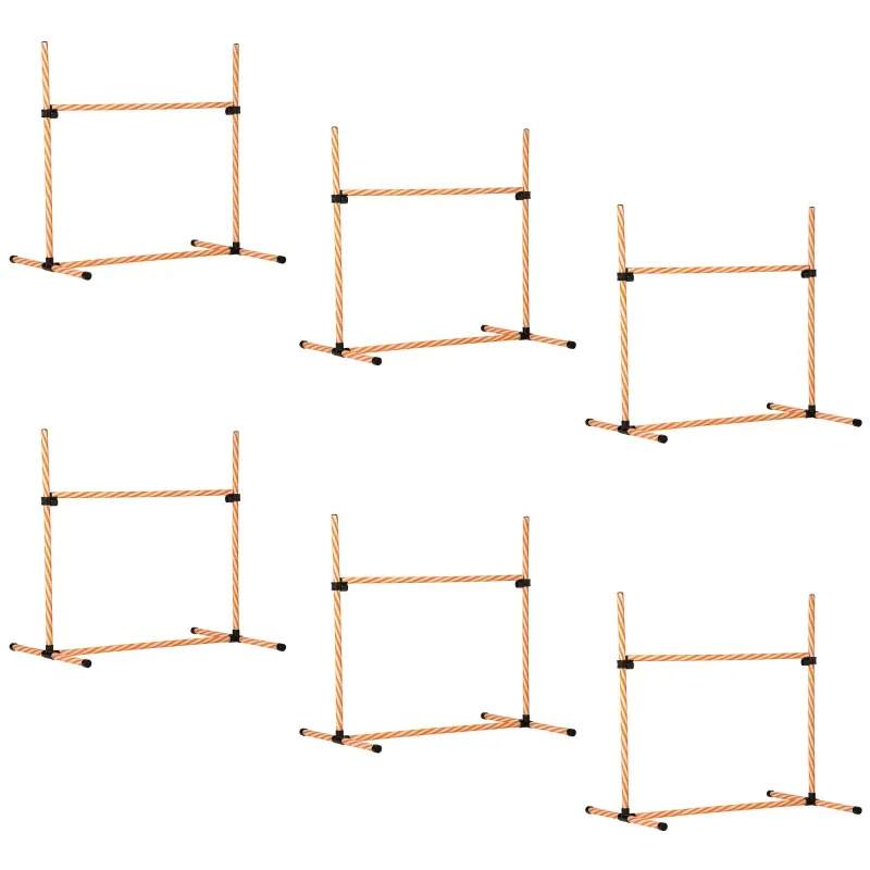 Agility Set Hunde 6-tlg. – Flechtstangen, Pfeife, Tragetasche, Orange