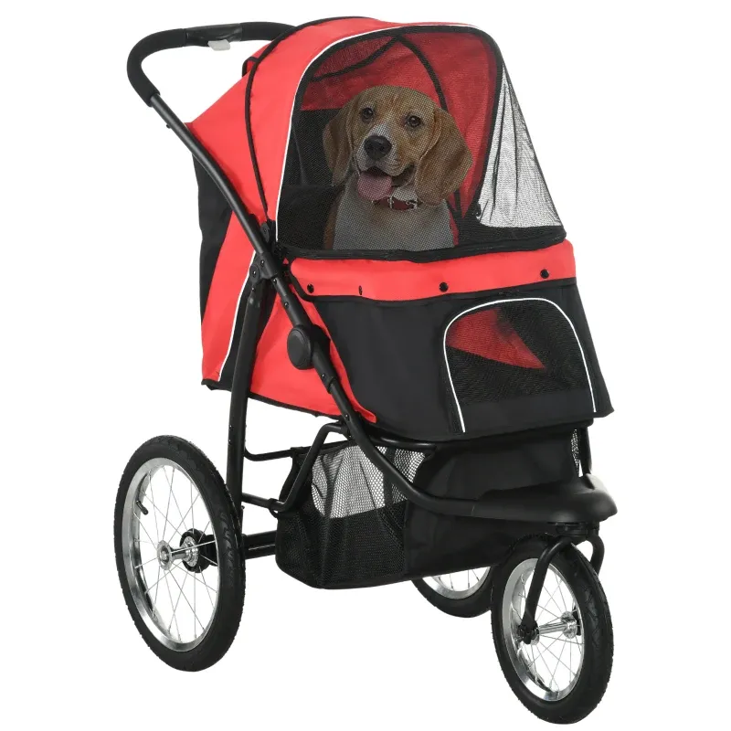 Hundewagen Jogger – klappbar, bis 20kg, Sonnenschutz, Rot