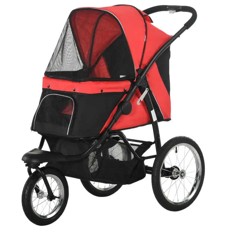 Hundewagen Jogger – klappbar, bis 20kg, Sonnenschutz, Rot