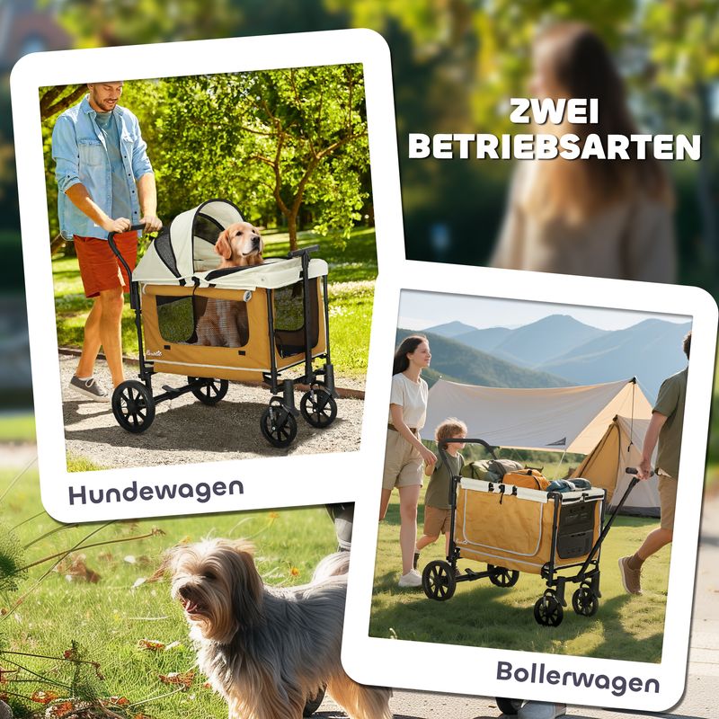 Hundebuggy Hundewagen klappbar – bis 30kg, 110x65x102cm, Braun