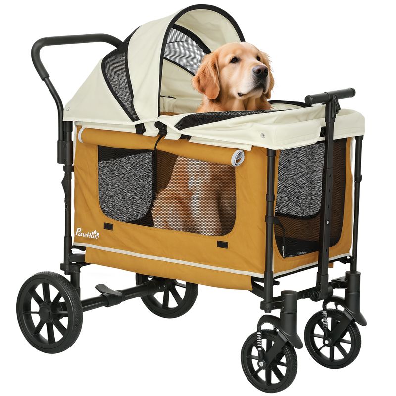 Hundebuggy Hundewagen klappbar – bis 30kg, 110x65x102cm, Braun
