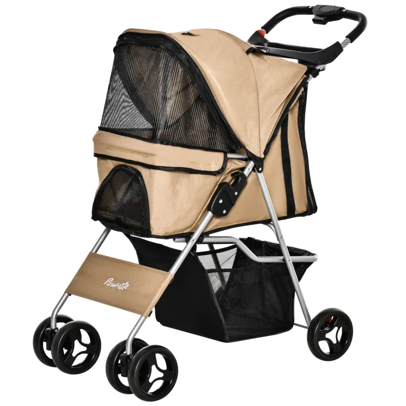 Hundewagen Hundebuggy Pet Stroller, faltbar – Korb, Getränkehalter, 75x46x94cm, Braun