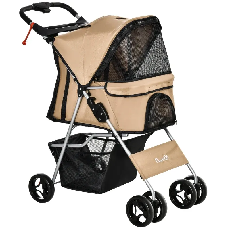 Hundewagen Hundebuggy Pet Stroller, faltbar – Korb, Getränkehalter, 75x46x94cm, Braun
