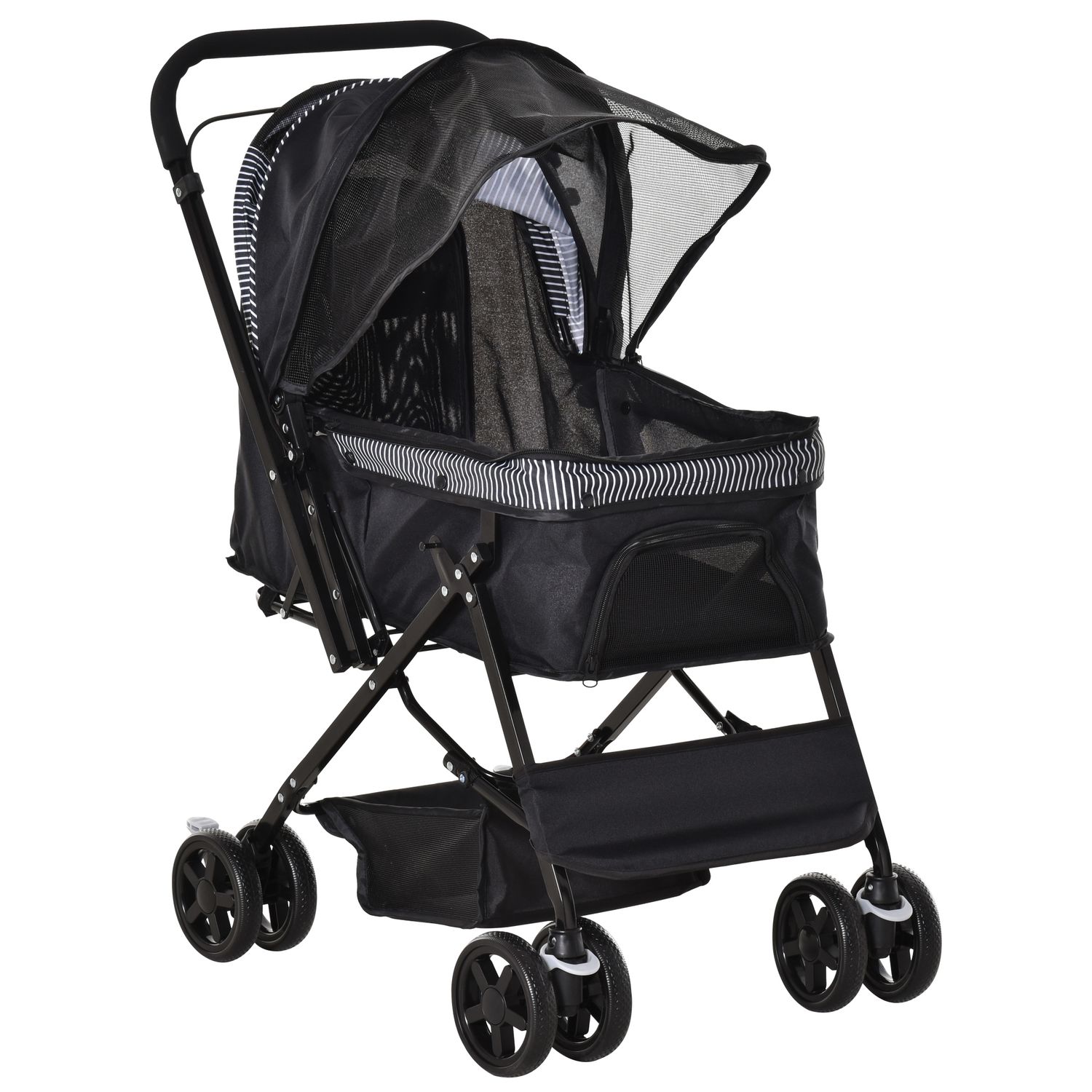 Hundewagen, Hundebuggy, Pet Stroller klappbar – für kleine Hunde, Oxford, Schwarz